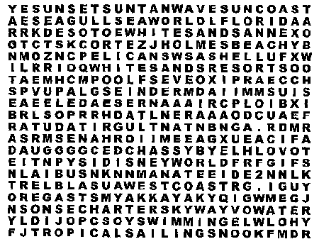 Word Search of Florida beach info game
